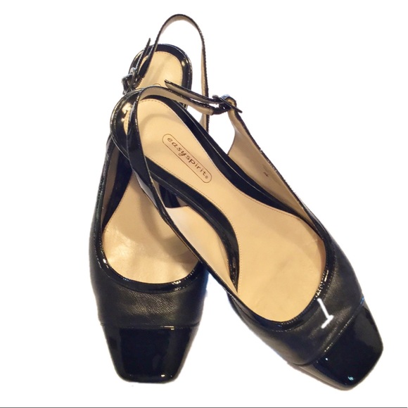 EASY SPIRIT Black Leather Slingbacks - Size 8W - Picture 1 of 3